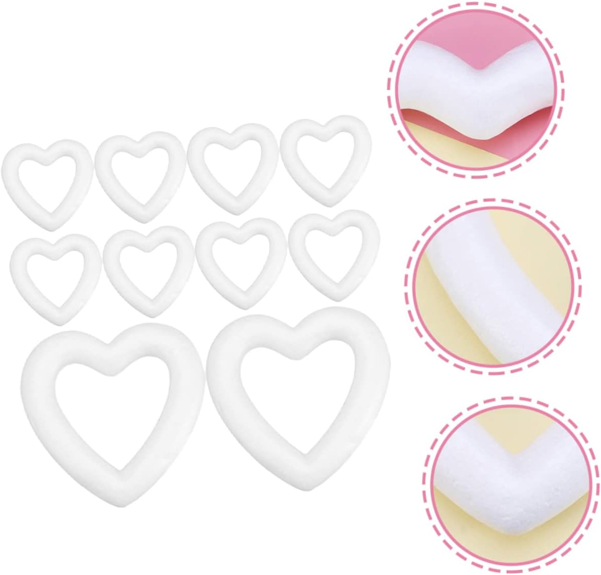 LABRIMP 10 Pcs Heart Shaped Foam Wreath Forms for Crafts Floral Arranging and Home Decoration Ideal for Weddings and Holiday Projects