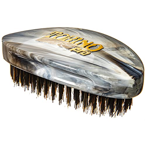 Torino Pro Curve Wave brush #204- Hard Palm Reinforced Curved wave brush - Shower Brush for wash & styles for 360 waves - Great for Wolfing and getting down to your scalp -Hair Brush for thick hair