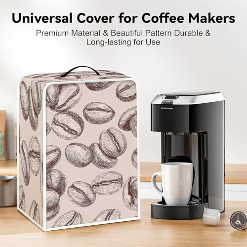 Image of Universal Coffee Maker Cover, Durable Polyester Lightweight Long-Lasting Dustproof Cotton Blend Appliance Protector for Kitchen Countertops (Browns and Tans)