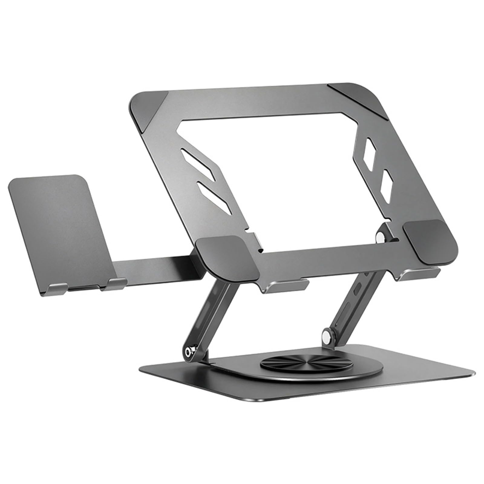 COOLHOOD Soporte ergonómico plegable para computadora con base giratoria y doble ajuste de altura para ver el soporte giratorio para laptop
