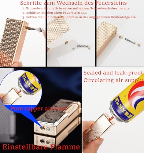 Encendedor clásico metálico rellenable con llama regulable miniatura 5