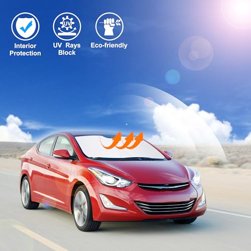 Image of Windshield Sun Shade Custom Fit for 2011-2016 Hyundai Elantra Accessories Foldable Sunshade Sun Blocker Protect Car from Sun Rays & Heat Damage Keep Car Cooler