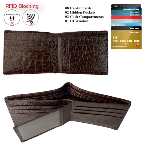 Men Leather Wallet Croc RFID Blocking Front Pocket AIIigator Handmade Gift For Birthday Wedding Anniversary Father's Day3