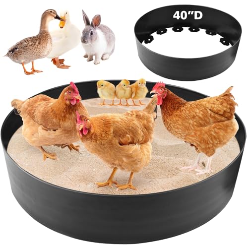UCandy Chicken Dust Bath Tub 40D x 5.9H Bottomless Design PE Material Adjustable Dust Bath for Chickens Chicken Coop Cleaner Container Essential Chicken Coop Accessory