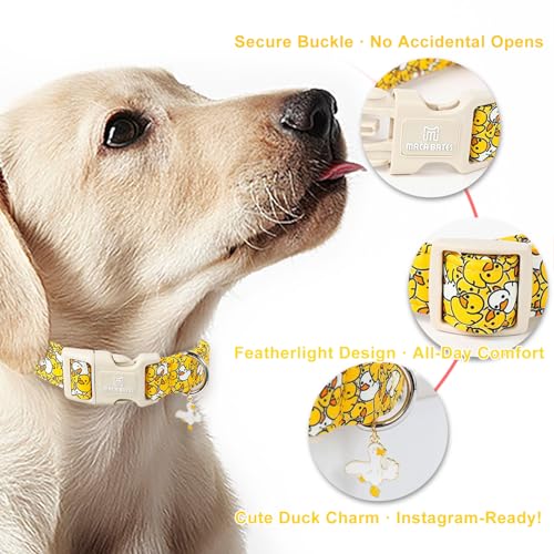 Maca Bates Summer Cute Dog Collar with Yellow Duck Print for Small Boy Gril Dogs,Spring and Summer Styles Durable,Soft,Thick,Adjustable Puppy Basic Collars for Male Female Pet with Safety Buckle - Image 6