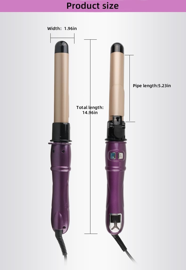 360° Auto Rotating Curling Iron|Curling Iron|Curling Wand |Tourmaline Ceramic Heating | Smart Temp Control (100-230°F) | for All Hair Types |Golden|Heat-Resistant Handle + Tangle-Free Cord