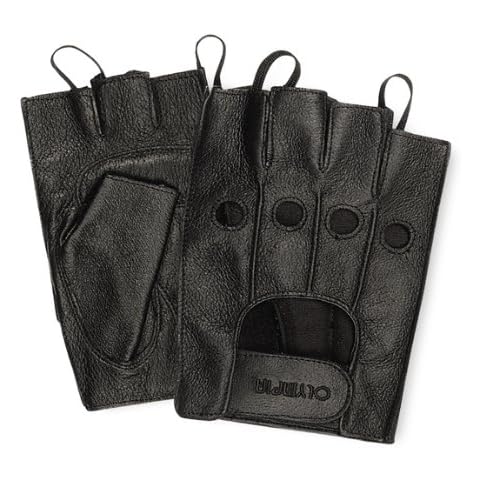Olympia 407 Fingerless Gel Classic Motorcycle Gloves (Black, Large) Cover