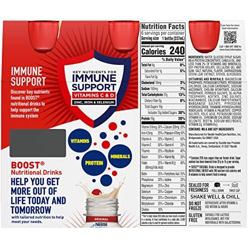 Boost Original Nutritional Drink Variety Pack, 1 Chocolate, 1 Vanilla, 1 Strawberry, 1 Peaches N Creme, 6 Bottles/Package, 4 Packs (24 Bottles Total)