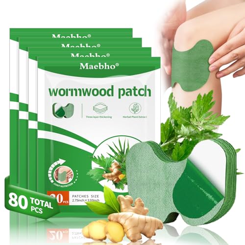 80pcs Warming Herbal Knee Patches Wormwood Extract Adhesive Heat Patches Relief for Knee Back Neck Shoulder