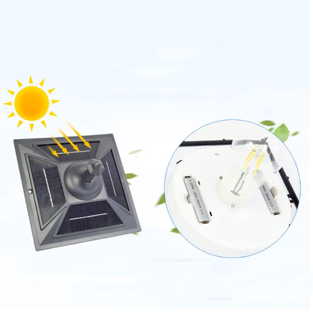 Solarna lampa słupkowa 16,5" z zewnętrzną osłoną słupka z podstawą montażową na molo, wodoodporny filar w prostym stylu europejskim, przezroczysty szklany abażur, lampion