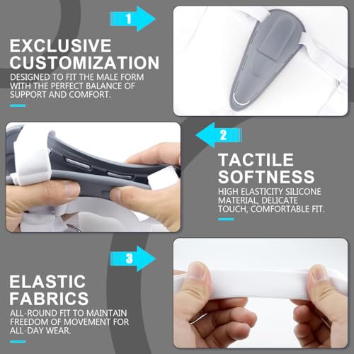 DOERDO DD Underwear Bulge Cup for Men Silicone Foreskin Cover, Stereo Shape Prevent Friction Men Circumcision Cover with Fixing strap, XXL Grey4