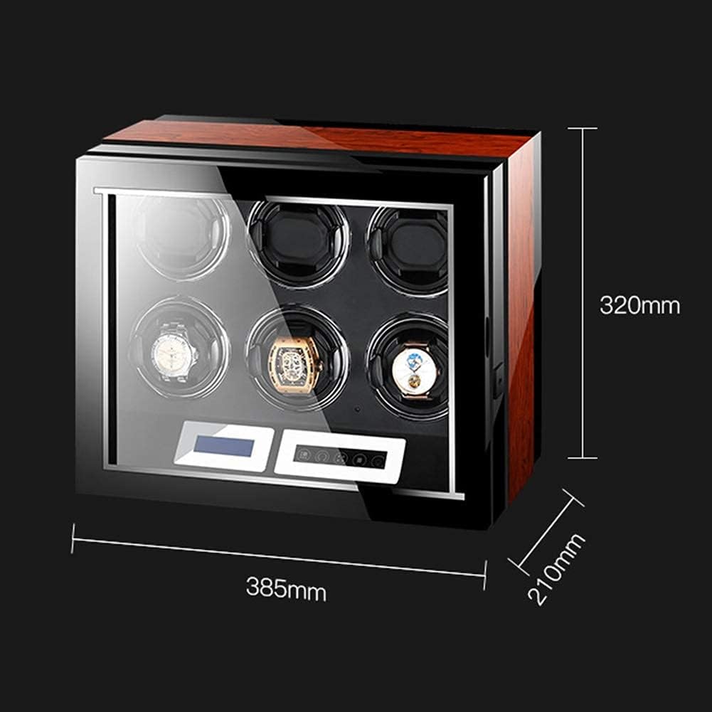 自動時計ワインダーボックス 6 LCDディスプレイ タッチスクリーン 内蔵照明時計ディスプレイ ピアノ仕上げ 静音モーター