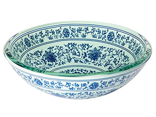 Eden Bath Ming Dynasty 14" Round Glass Sink Bowl Bathroom Vessel Sink for Vanity Top