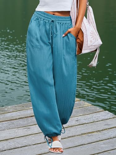 CUPSHE Women Baggy Wide Leg Pants High Waisted Loose Fit Trousers with Pockets Causal Vacation Outfits2