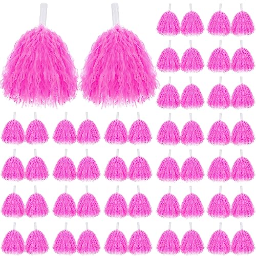 Libima 120 Pcs 120/200/300 Pcs Pink Cheerleading Pom Poms for Sports Dance Cheer Pom Poms Cheerleader Pompoms for Football Basketball Dance Team Roosters Squads Dancing Party Stage Performance