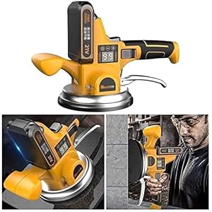 HADWAO Elektrische tegelinstallatiemachine, draagbare tegelzetter – automatisch nivelleringsgereedschap – tegelvibratiemachine – handtegelgereedschap draadloos oplaadbaar (kleur: geel, maat: 2 x