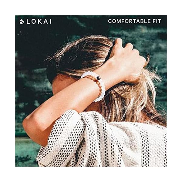 Lokai-Classic-Bracelet Lokai Beaded Bracelets for Women & Men, Classic Clear Style - Mental Health Awareness Bracelet Encourages Mental Wellness Slides-On for Comfortable Fit - Silicone Stretch Bead Bracelet Jewelry