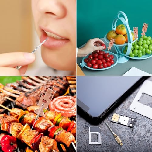 Image of Multi-Purpose Titanium Toothpicks, Portable Metal Toothpicks for Teeth, Reusable Stainless Steel Toothpick for Restaurant Travel Home and Outdoors (Rose Gold)