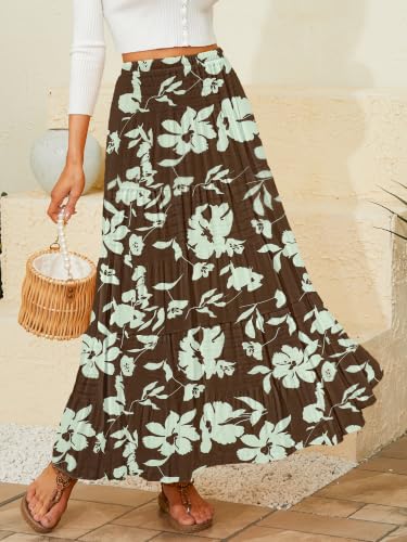 Image of NASHALYLY Women's Chiffon Elastic High Waist Pleated A-Line Maxi Skirts