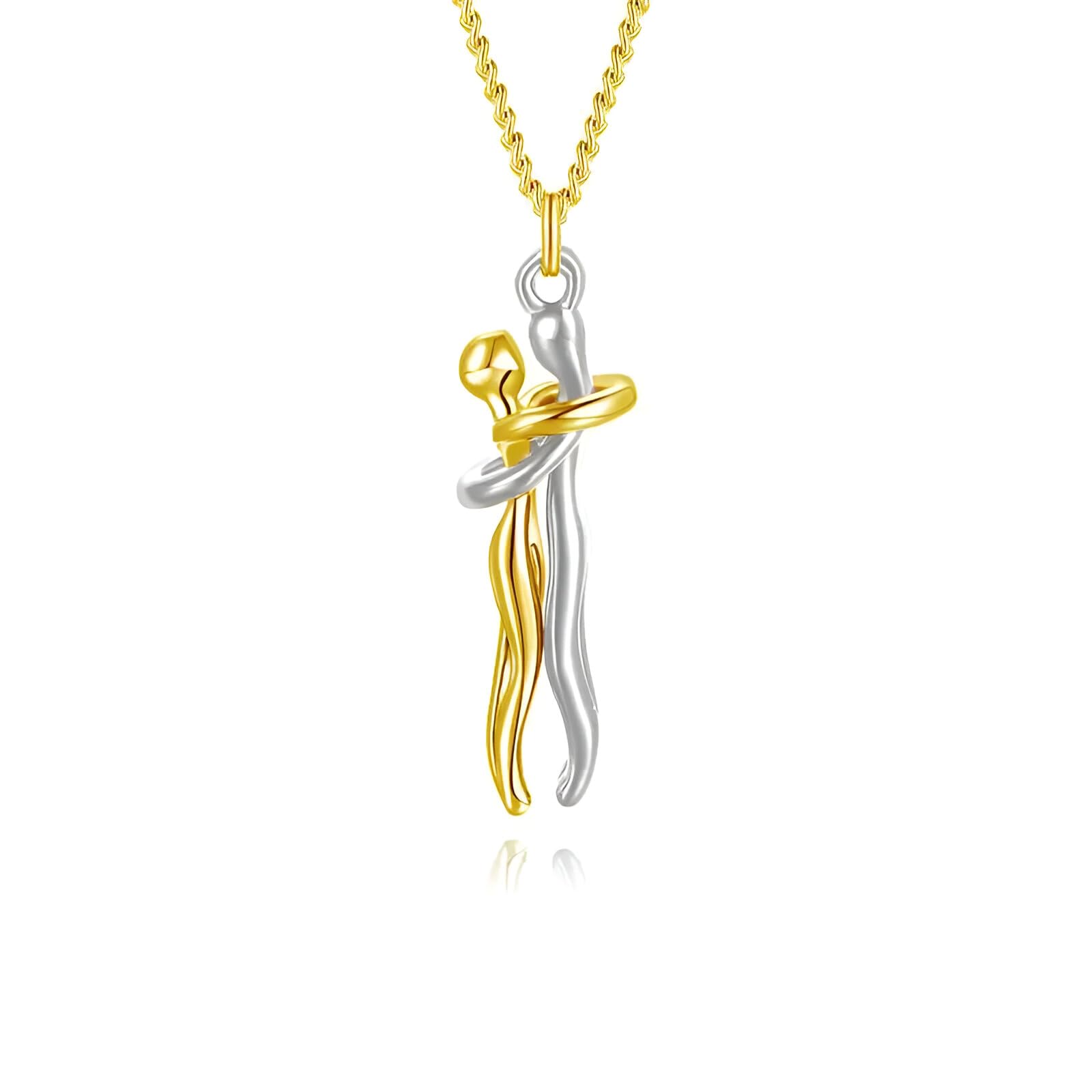 Umarmungs-Halskette aus 925er-Sterlingsilber für Damen und Herren, Umarmungs-Halskette, Halsband mit Umarmungs-Anhänger, Kette für Männer, Halsketten für Liebhaber, Frauen, Paare, Umarmungs- und