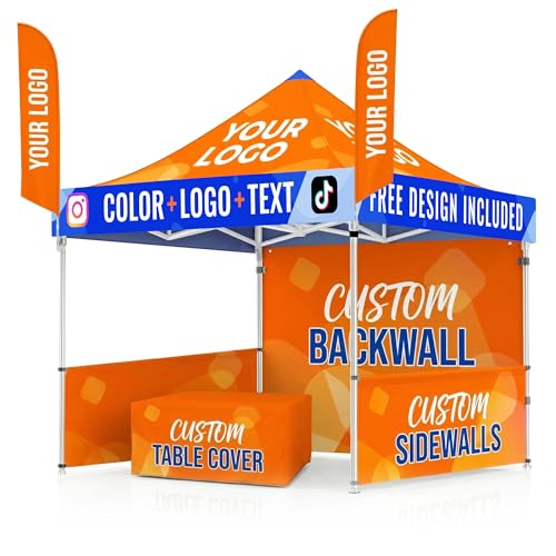 Custom Canopy Tent with Logo by OPPEINDDIY 10x10 Pop Up Tent...