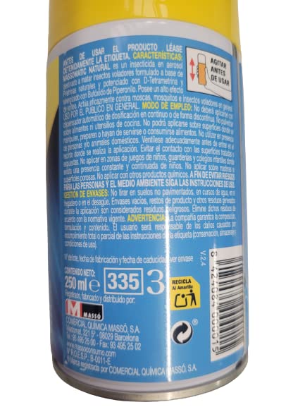 Peyca Inseciticida natural para moscas Massomatic 250ml PACK 3 UNIDADES, gran efecto de volteo, listo para su uso - Preben