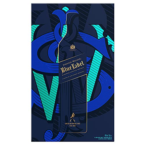 Johnnie Walker Blue Label Blended Scotch Whisky 700ml Geschenkset mit 2 Kristallgläsern – Bild 5