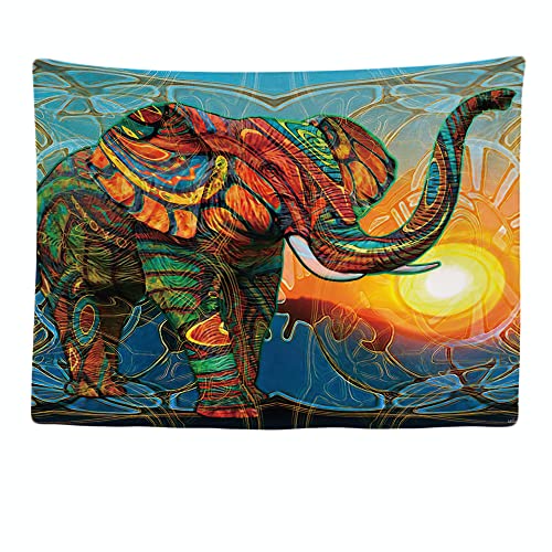 Ulticool - Décoration Murale Boho Bohémien - Éléphant Soleil - Grand Poster Mural - 200 x 150 cm - Accessoires pour Maison, Salon, Chambre à Coucher,...