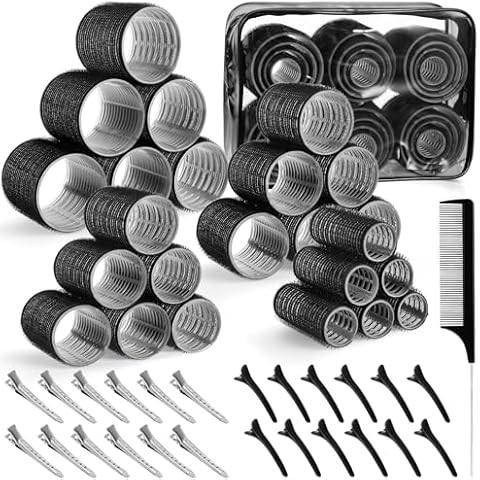 obeoby 4 Sizes Self-Grip Hair Rollers Set Cover