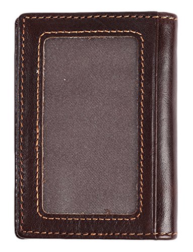 Easyoulife RFID Mens Slim Front Pocket Wallet Genuine Leather Bifold ID/Credit Card Holder3