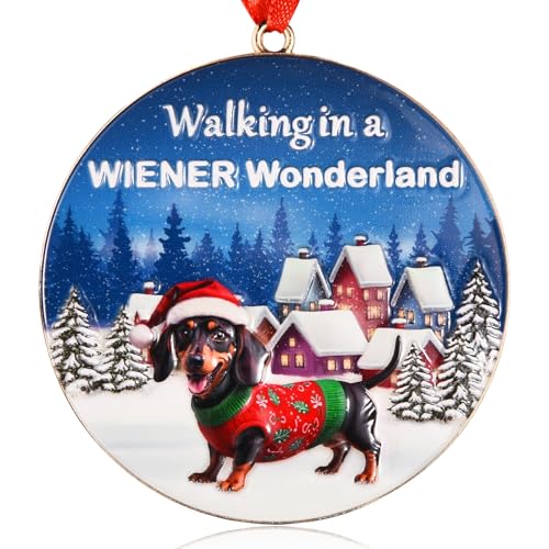 Venhoo Dachshund Christmas Ornaments 2025, Funny Wiener Dog Ornament for
