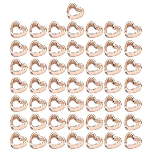 50 cuentas de marco de corazón con doble agujero, conectores espaciadores, colgantes de corazón, accesorios para hacer joyas