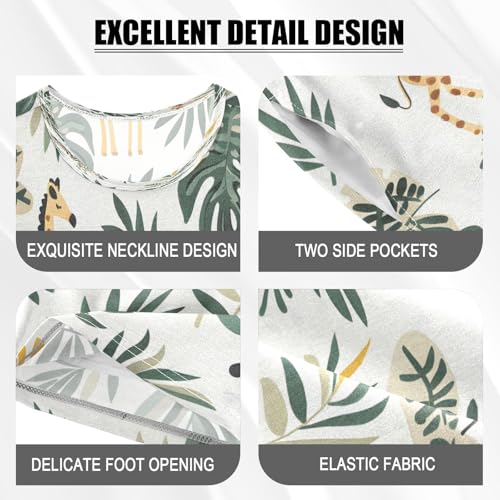 senya Short Sleeve Pajamas Sets Summer Cotton Sleepwear Giraffes and Leaves4