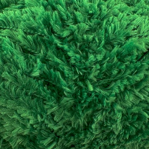 Image of Plush Faux Fur Bulky Yarn, Super Soft Fluffy Fuzzy for Knitting Crocheting Crafting, 100 Gram (3.53 Ounces) 109 Yards (100 Meters) (Forest Green) (3 Skeins)
