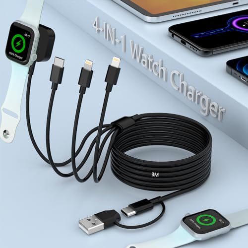 Câble de charge rapide universel USB C 4 en 1 de 3m pour iWatch et iPhone