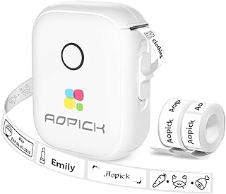 AOPICK Label Maker with 2 Roll Label Tapes, Mini Label Printer, USB Rechargeable Sticker Maker Machine, Label Maker Machine Compatible with iOS & Android for Home, Office, School, Organization