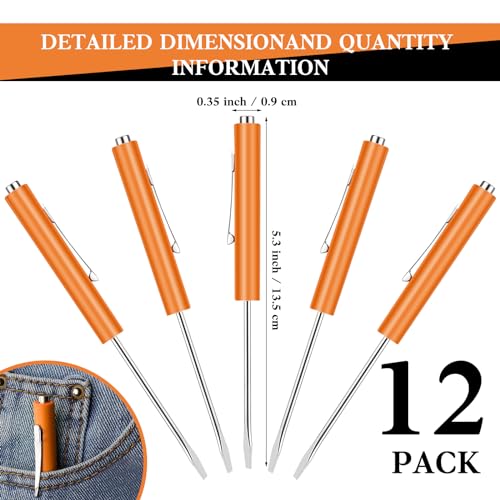 Image of 12 Pieces Pocket Screwdriver Mini Tops And pocket magnetic screwdriver with A Single Blade Head for Mechanical, Electrician (orange)