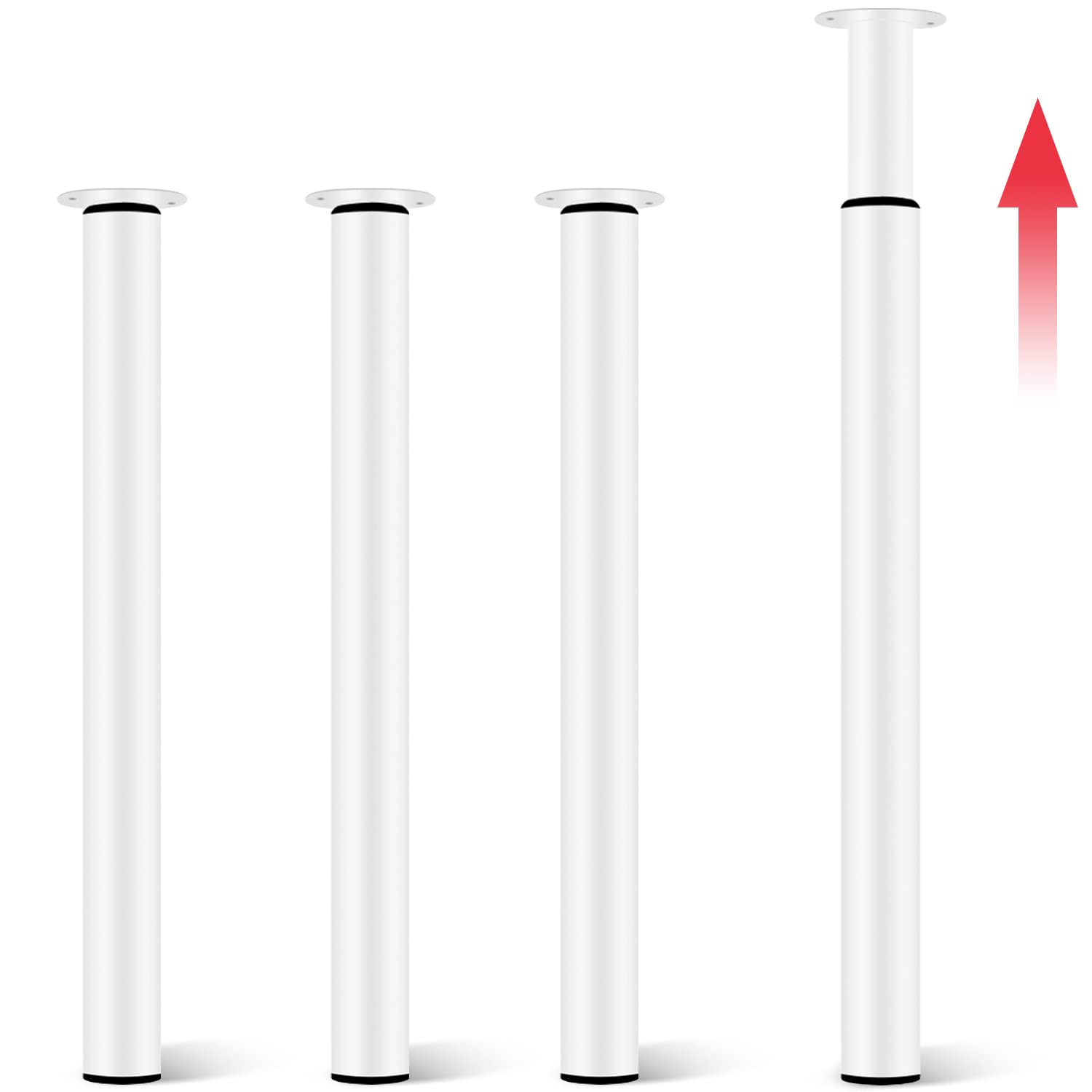 Hibtn Adjustable Table Legs 710-1100mm (4 Pack) - Breakfast Bar Legs Heavy Duty Steel Frame with 30kg Load Capacity for Kitchen Worktops & Office Desks - White