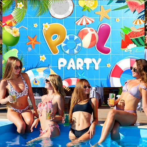 Image of Summer Pool Beach Party Decorations, Summer Party Beach Decor Supplies, Pool Banner Decorations, Backdrop Wall Decor for Kids Suitable for Indoor and Outdoor Use