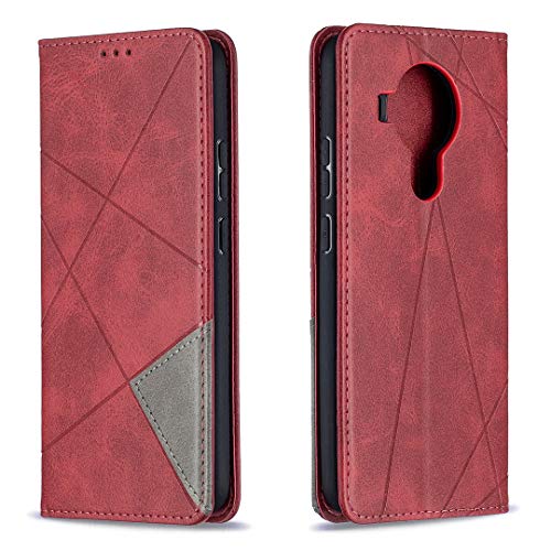 Posanter Funda para Nokia 5.4, PU Cuero Flip Carcasa Fundas Móvil de Tapa Libro con Cierre Magnético, Tarjetero y Suporte, Capa Plegable Cartera Flip Cover Case, Tipo Étui Piel Protección (Rojo)