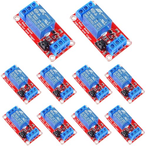 RUNCCI-YUN 10pcs Relay Module DC 12V 1 Channel Relay Board with Optocoupler Isolation Support High or Low Level Trigger for Arduino