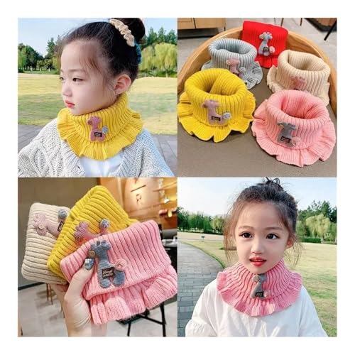 Knitted Scarf Cartoon Giraffe Ruffle Neck Warmer Girls Kids Accessories Collar Circle Outdoor Winter Warm Scarves4
