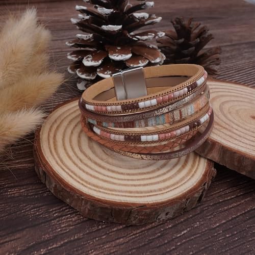 3 Pcs Western Jewelry Set for Women Boho Vintage Choker Necklace Earrings Faux Leather Bracelet4