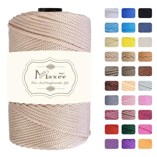Maxee Yarn 4 mm x 200 m Premium Polyester Macrame Cord Polypropylene Yarn for Crafts Home Decorations Place Plate Shoulder Bag Handbag Runner Dummy Chain 31 Colours