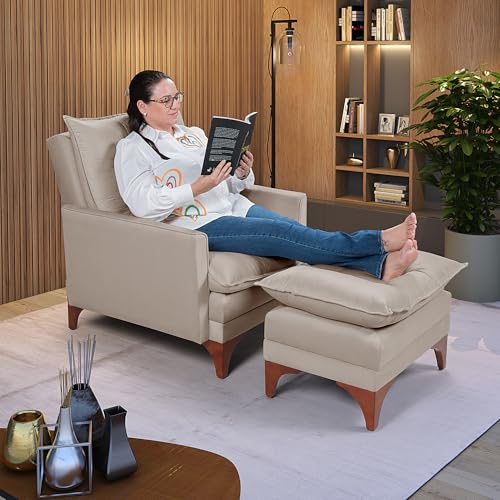 Poltrona Papai Reclinável Munique Veludo Com Puff Banqueta (Palha)