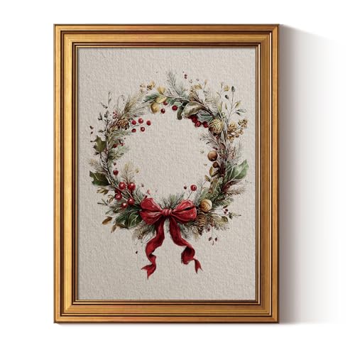 ARPEOTCY Gold Framed Canvas Wall Art, 12x16 Inch Vintage Christmas