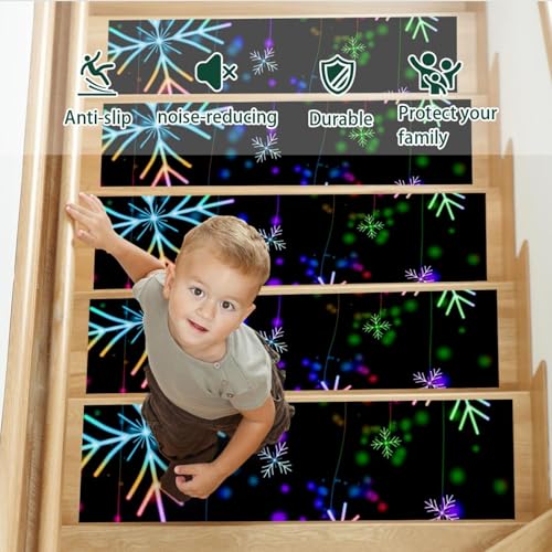 Peldaños de escalera con copos de nieve navideños para proteger a tu perro 4