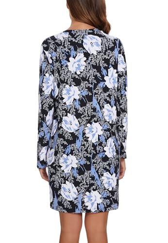Image of Kabento 2 Pack Long Sleeve Nightgowns for Women Soft Cotton Night Gowns Sleepwear V Neck Nightshirts