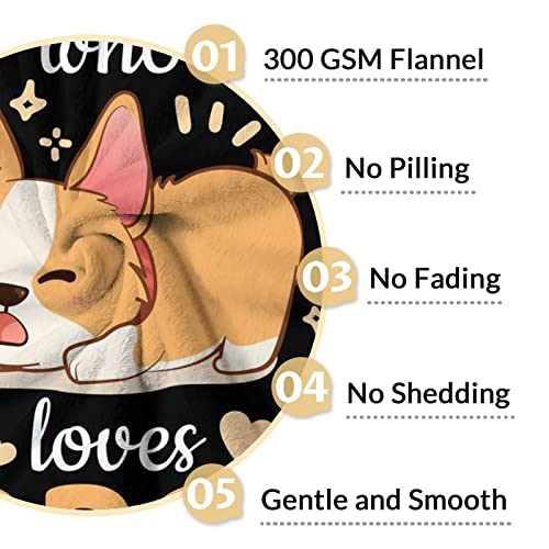 Personalized Corgi Blanket Gifts with Name - 30"x40" Cute Throw for Adults, Kids - Black Soft Fuzzy Blankets for Couch & Office