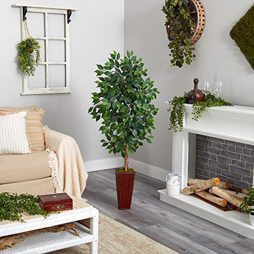 5Ft. Ficus Artificial Tree In Bamboo Planter #TOP3